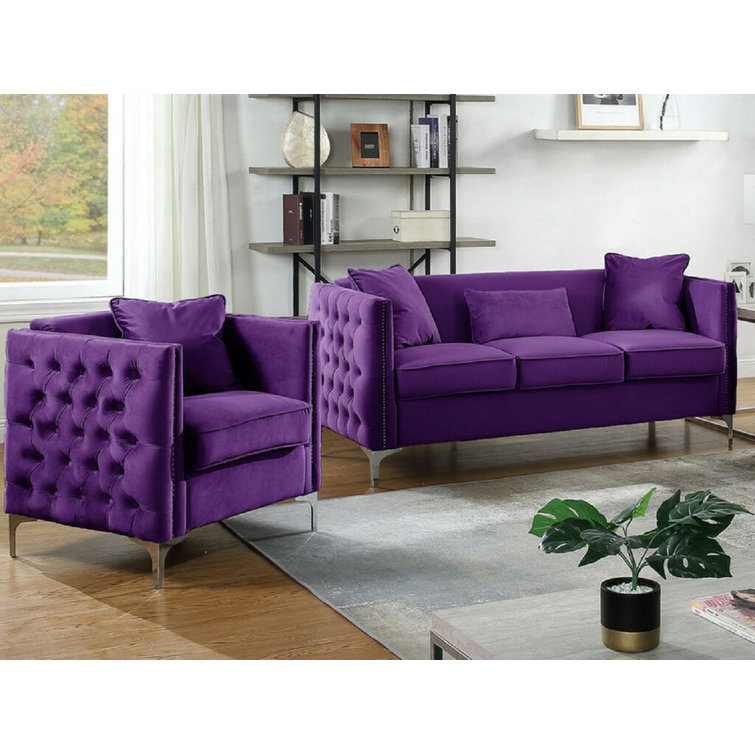 Mercer41 Nikaniki 2 Piece Velvet Living Room Set Wayfair